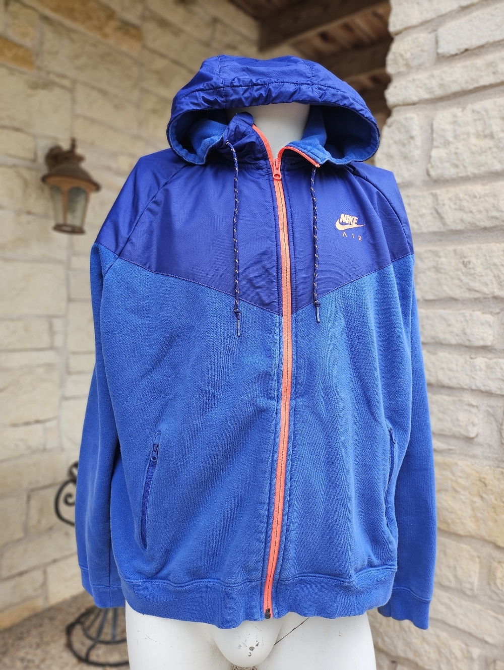 Nike Sportswear Blue Polar Fleece Full Zip Winter Windrunner Jacket XL